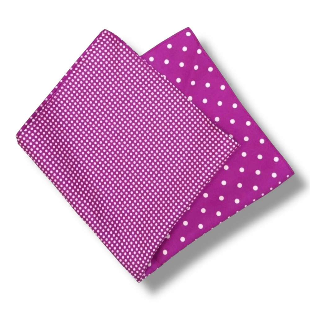 NWT Nordstrom Rack Silk Pocket Square Men's Purple White Polka Dot - Picture 7 of 7